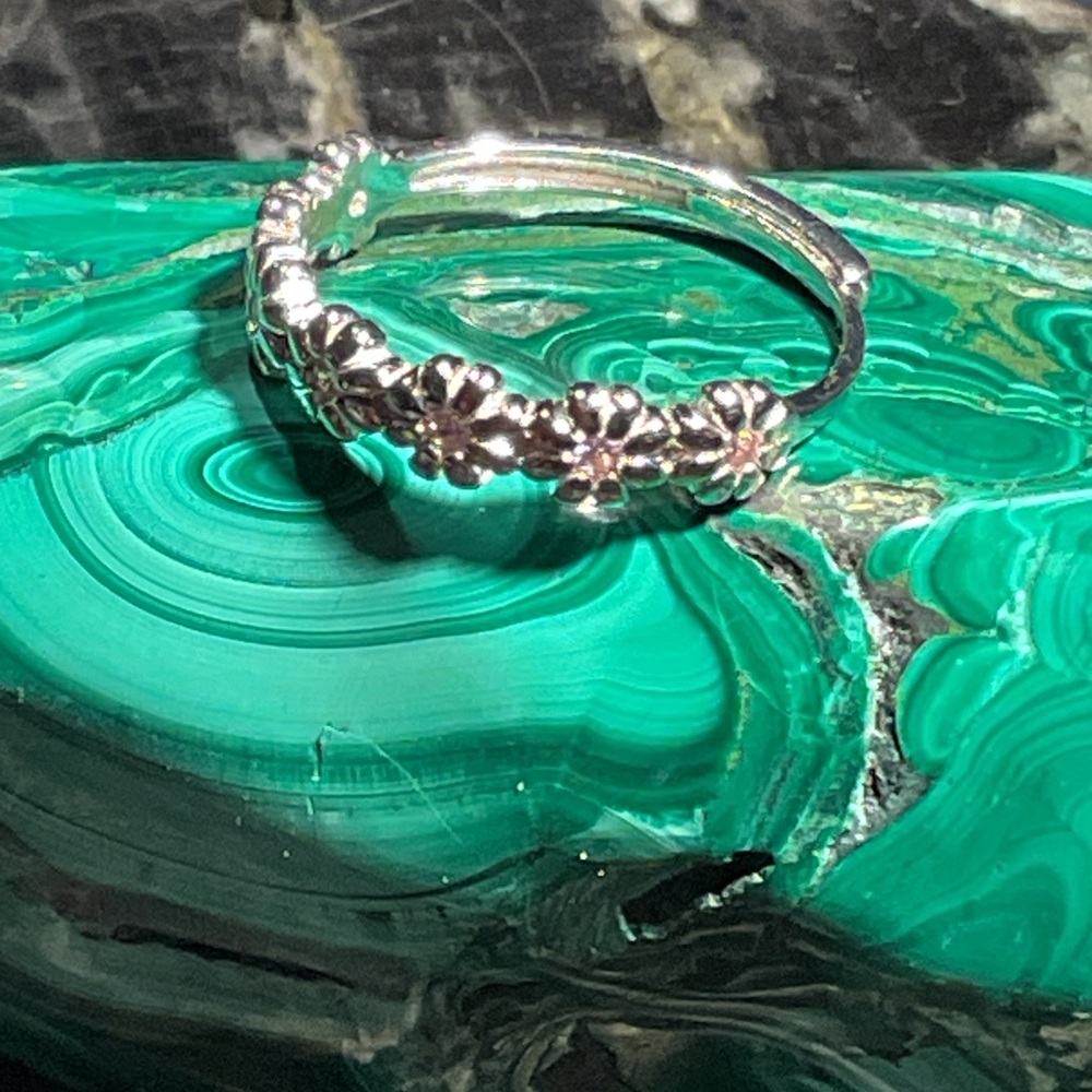 Pink CZ Daisy .925 Silver Ring